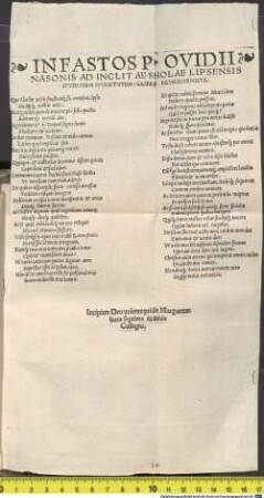 In fastos P. Ovidii Nasonis ad inclitae scholae Lipsiensi studiosam iuventutem