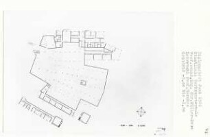 Staatliche Werkkunstschule, Berlin-Charlottenburg (Diplomarbeit bei Bernhard Hermkes): Grundriss - 5.00 bis - 1.00, 1:200