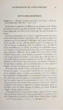 Bulletin des Sciences Mathèmatiques et Astronomiques.