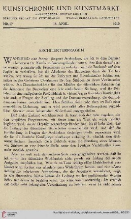 Neue Folge 30 = Jahrgang 54: Architekturfragen