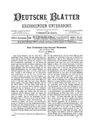 Zum Gedächtnis Jean-Jacques Rousseaus : geb. am 28. Juni 1712 ; (Schluß)