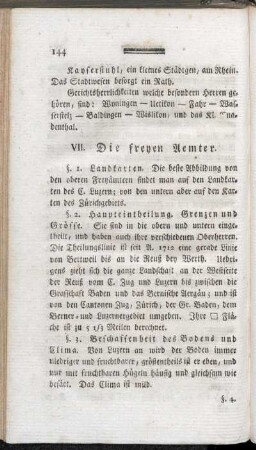 VII. Die freyen Aemter.
