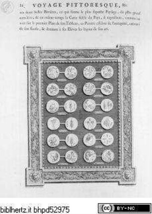Voyage pittoresque ou description des royaumes de Naples et de Sicile. 4 Bde., 3. Band, Seite 86: Tafel mit Medaillen