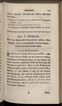 X. - XII. Abschnitt. von den allgemeinsten Eigenschaften höherer Gleichungen.