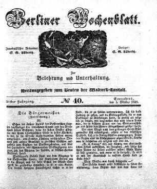 No. 40, Sonnabend, den 5. Oktober 1839.