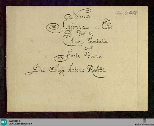 Symphonies. Arr - Don Mus.Ms. 1658 : cemb; E|b; MurR A30