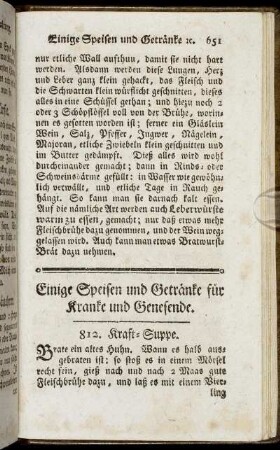 Einige Speisen und Getränke für Kranke und Genesende.