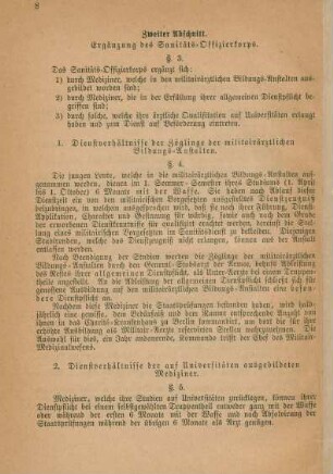 Zweiter Abschnitt. Ergänzung des Sanitäts-Offizierkorps