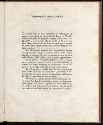 Prospetto dell'Opera