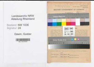 Entnazifizierung Gustav Dawin , geb. 10.08.1890 (Kaufmaennischer Angestellter)