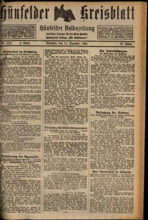 Zweite Ausgabe vom Samstag, den 21. Dezember 1929.