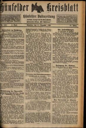 Zweite Ausgabe vom Samstag, den 21. Dezember 1929.