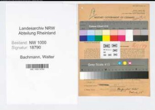 Entnazifizierung Walter Bachmann, geb. 16.10.1895 (Kaufmann)