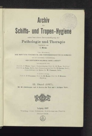 21.1917: Archiv für Schiffs- und Tropenhygiene