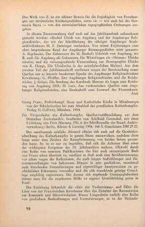 98-101 [Rezension] Franz-Willing, Georg, Kulturkampf