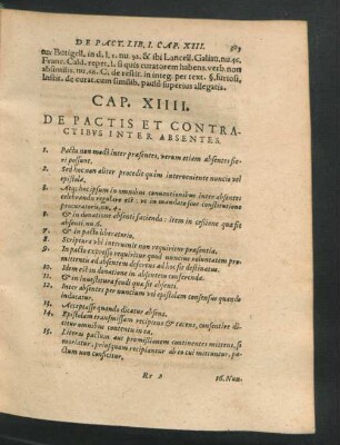 Cap. XIIII. De Pactis Et Contractibus Inter Absentes.