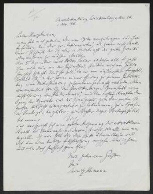 Brief von Moritz Heimann an Gerhart Hauptmann