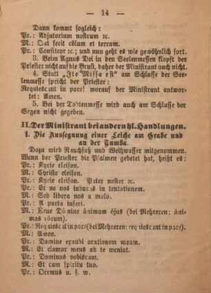 II. Der Ministrant bei andern hl. Handlungen.