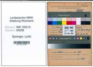 Entnazifizierung Lydia Sprenger, geb. 25.05.1890 (Schneiderin)