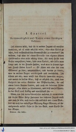 Kapitel 1: Nothwendigkeit und Nutzen einer fleißigen Lektüre.