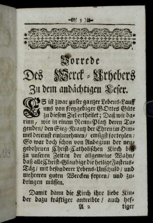 Vorrede Des Werck-Urhebers Zu dem andächtigen Leser.