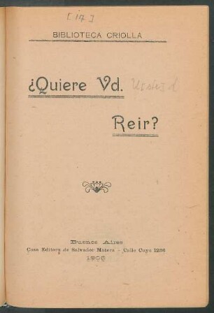 ¿Quiere vd. reir?