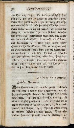 Quedlinburg, den 16. Merz 1754. Liebster Rabener.