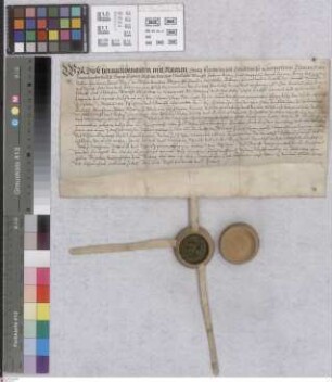Lampertheim: Beforchung dreier Mansmat Wiesen zu Lampertheim unter den .... , dem Andreasstift zu Worms gehörig