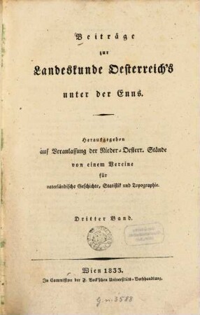 Beiträge zur Landeskunde Österreich's unter der Enns. 3. 1833