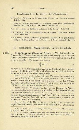 II. Mechanische Wärmetheorie. Erster Hauptsatz.
