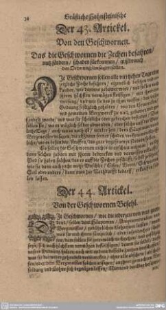 Der 44. Artickel. Von der Geschwornen Befehl.