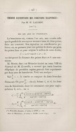 Théorie élémentaire des fonctions elliptiques. [Fortsetzung]
