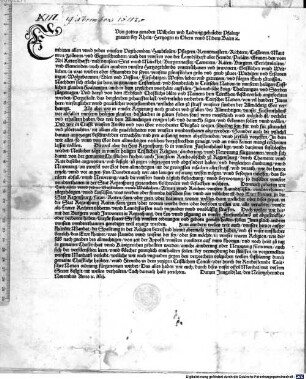 Von gottes genaden Wilhelm und Ludwig gebrüeder Pfalntzgraven bey Rhein, Hertzogen in Obern unnd Nidern Bairn [et]c. (E)mbieten allen ... unnsern ... grus ... Dieweil ... die Stat Regenspurg ... in unnser ... Religion ... Newerung fürgenomen ... gebieten wir ... das Ewr khainer in die Stat Regenspurg füran ... geen oder darinnen wonen wöllen ...