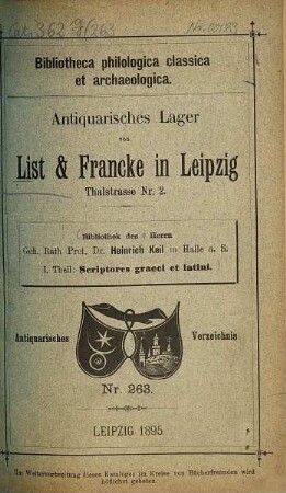 Lager-Verzeichnis. 263. 1895
