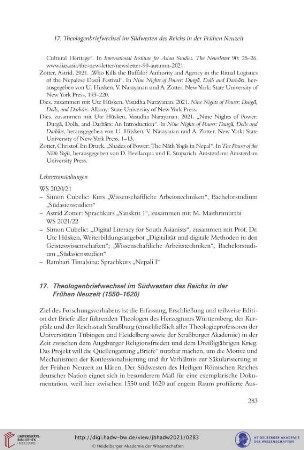 17. Theologenbriefwechsel im Südwesten des Reichs in der Frühen Neuzeit (1550–1620)