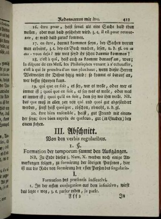 III. Abschnitt. Von den verbis regularibus.