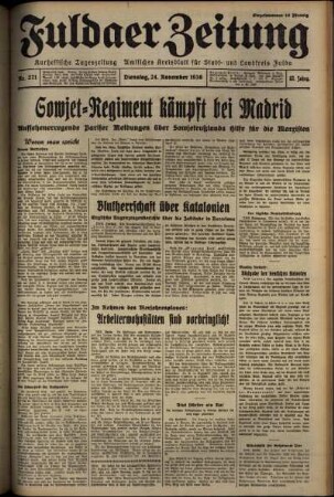 Erste Ausgabe vom Dienstag, den 24. November 1936.