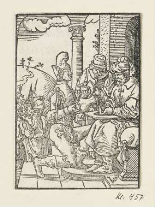Handwaschung des Pilatus, aus: Georg Rhau, "Hortulus Animae", Nürnberg 1558, S. S3 verso