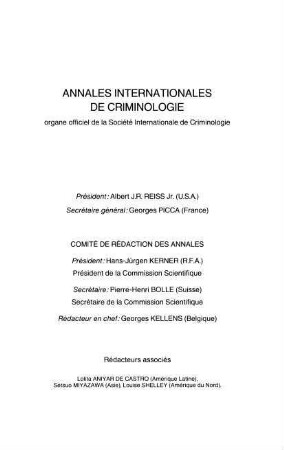 Annales internationales de criminologie