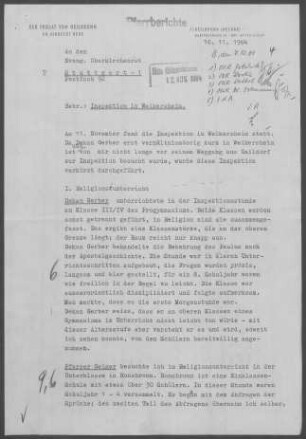 Weikersheim mit Honsbronn und Queckbronn: Inspektionsbericht 1964