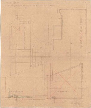 Fischer, Theodor; Würzburg, Münsterplatz; Sparkasse - Fenstergewände, Fensterbank am Ostbau, Hauptgesims am Ostbau u. am Turm (Schnitte)