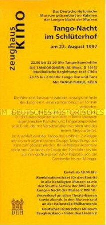 Programmblatt zur Sonderveranstaltung des DHM im Rahmen der "Langen Nacht der Museen"