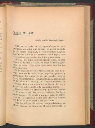 Clavel del aire : Al indio querido, Gumersindo Gadea.