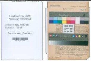 Entnazifizierung Friedrich Bornhausen , geb. 10.08.1894 (Dentist)