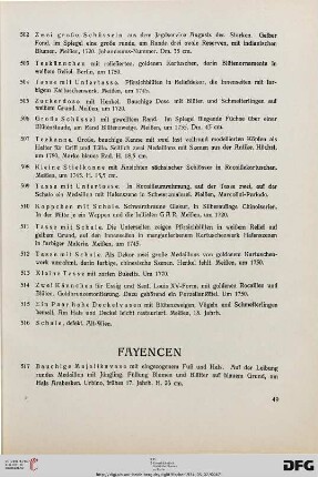 Fayencen (Nr. 517-568)