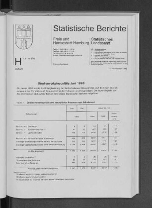 Straßenverkehrsunfälle Juni 1996