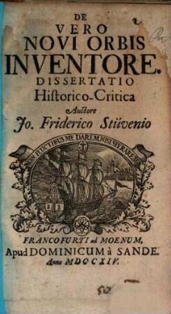 De Vero Novi Orbis Inventore Dissertatio Historico-Critica