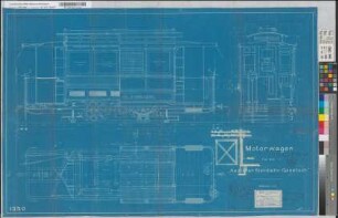 Motorwagen für die Aachener Kleinbahngesellschaft. Schnittzeichnungen der Eisenbahnwagen- Fabrik Gustav Talbot & Co., Aachen