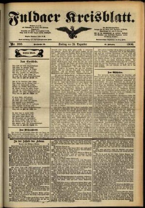 Erste Ausgabe vom Freitag, den 24. Dezember 1909.