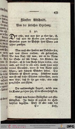 Fünfter Abschnitt: Von der sittlichen Erziehung